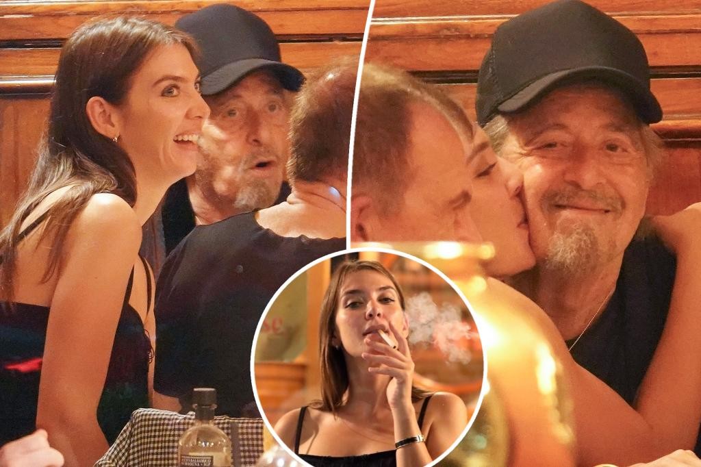 Al Pacino gets kiss from Italian journalist at dinner in Rome